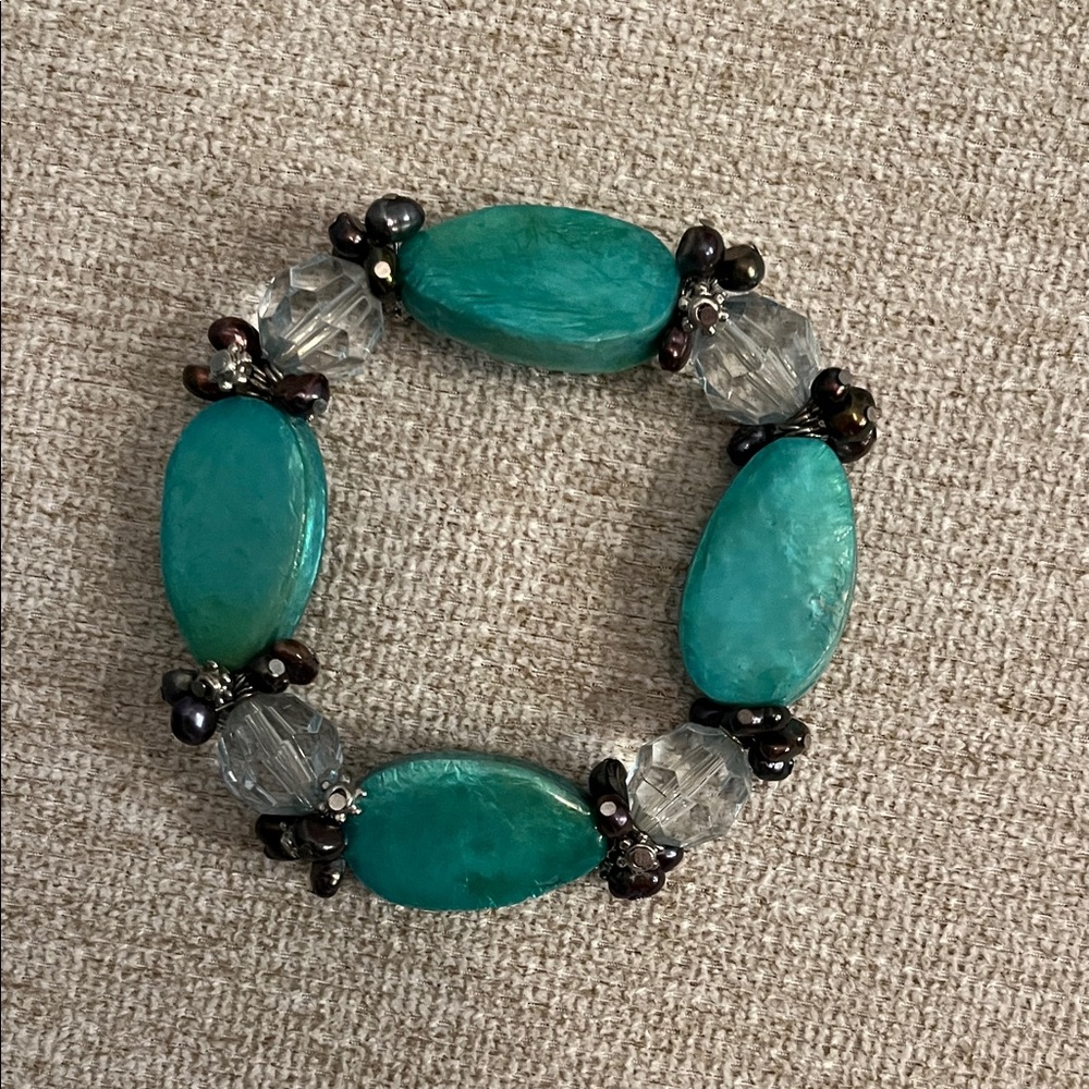 Turquoise Beaded Stretch Bracelet - Women's Fashion Jewelry